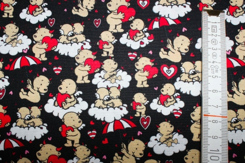 Preview: Baumwollstoff Engel & Teufel schwarz (10 cm)