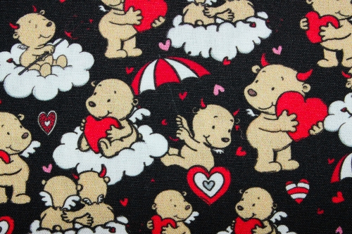 Preview: Baumwollstoff Engel & Teufel schwarz (10 cm)