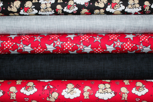 Baumwollstoff Engel & Teufel schwarz (10 cm)