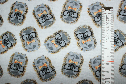 Preview: Designerbaumwolle Igel hellgrau (10 cm)