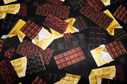 Preview: Designerbaumwollstoff 14 Karat Chocolate Black (10 cm)