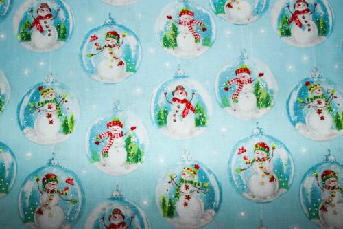 Designer-Baumwollstoff Snowglobes Ice Blue (10 cm)