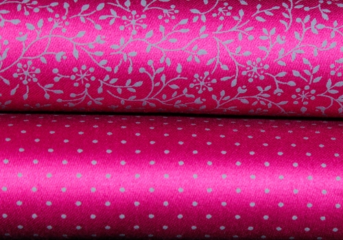 Baumwollstoff Blätterranken pink/grau (10 cm)