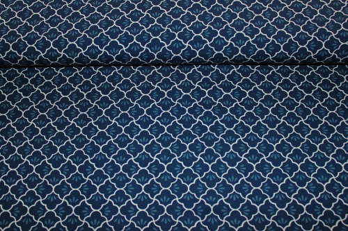 Baumwollstoff "Ornamente" blau (10 cm)