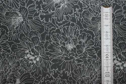 Baumwolle Emilie Flowers dunkelgrau (10 cm)