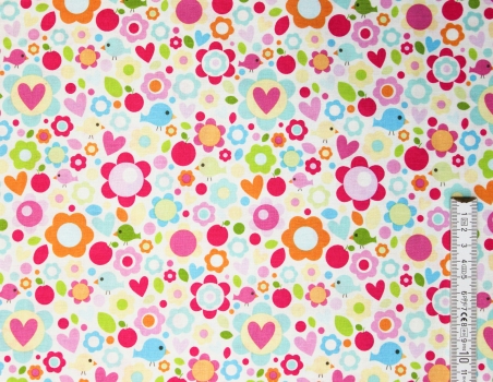 Preview: Designerbaumwollstoff Sweet Home Birds (10 cm)