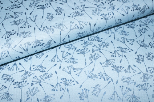 Designerbaumwolle Pusteblumen helles blau (10 cm)