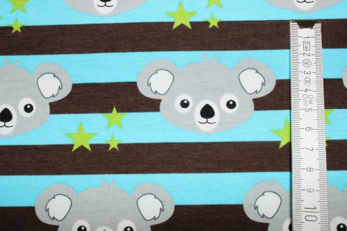 Preview: Stretch- Jersey Koala türkis/ braun  (10 cm)
