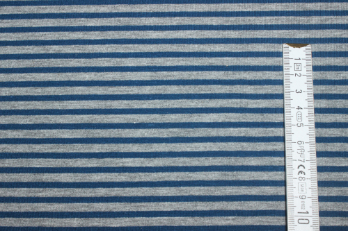 Preview: Ringeljersey admiralblau/hellgrau meliert (10 cm)