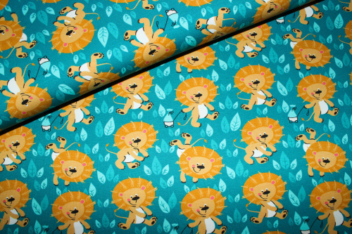 Jersey Djungle petrol/senf (10 cm)