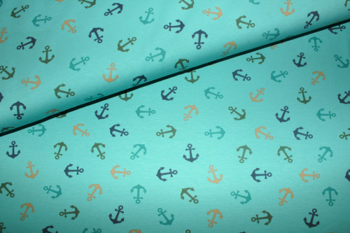 Jersey Anker gedecktes türkis (10 cm)