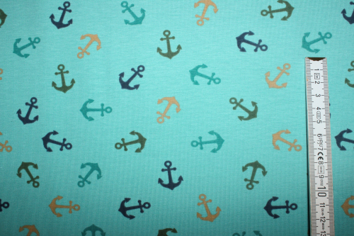 Preview: Jersey Anker gedecktes türkis (10 cm)