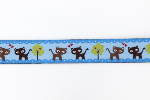 Preview: Webband Kätzchen blau (1 m)