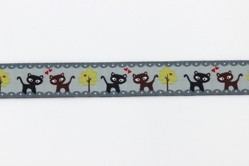Preview: Webband Kätzchen grau (1 m)