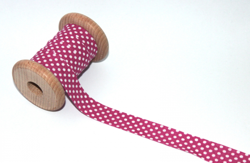 Schrägband Punkte dunkleres pink (1 m)