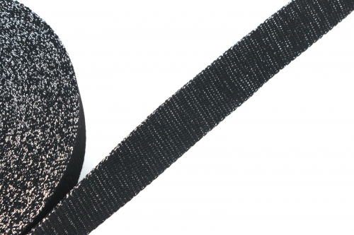 Gurtband Glitzer 30mm schwarz/silber (1 m)