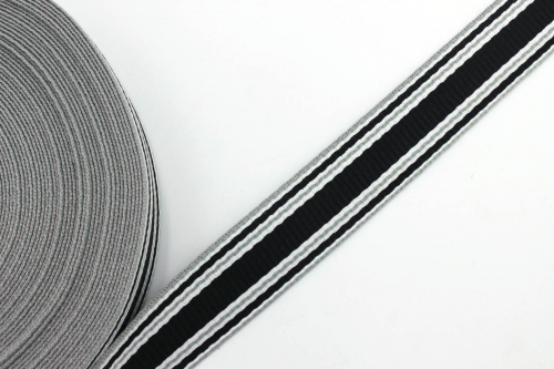 Gurtband Streifen schwarz/weiß/grau 30 mm (1 m)