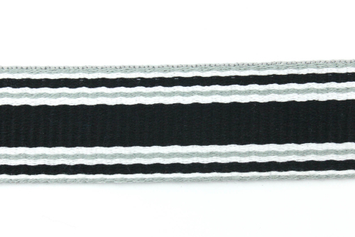 Preview: Gurtband Streifen schwarz/weiß/grau 30 mm (1 m)