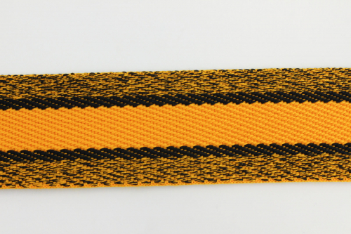 Preview: Gurtband meliert mit Streifen senf/ schwarz 40 mm (1 m)