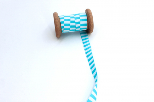 Webband Streifen weiß/ aqua (1 m)