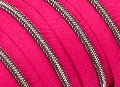 Endlosreißverschluss metallisiert pink/messing-antik (1m)