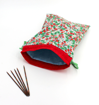 Preview: Projektbeutel / Handarbeitsbeutel mit Kordel Cherry Blossom