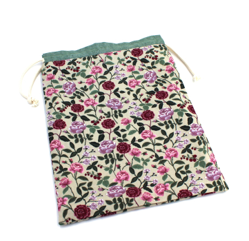 Projektbeutel / Handarbeitsbeutel mit Kordel English Rose