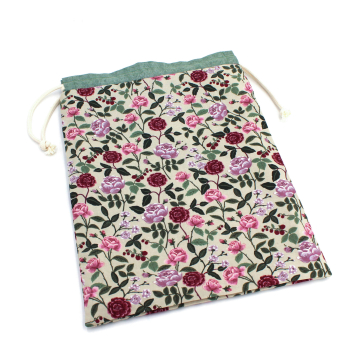 Preview: Projektbeutel / Handarbeitsbeutel mit Kordel English Rose