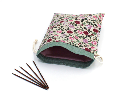 Preview: Projektbeutel / Handarbeitsbeutel mit Kordel English Rose