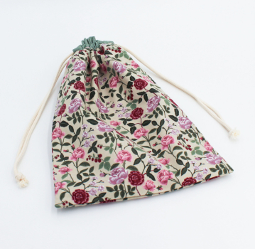 Projektbeutel / Handarbeitsbeutel mit Kordel English Rose