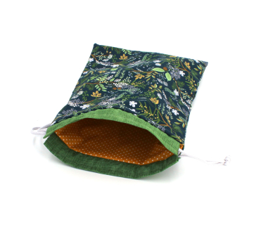 Preview: Projektbeutel / Handarbeitsbeutel mit Kordel Juniper Forest evergreen