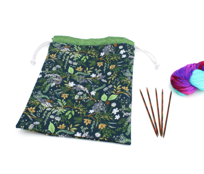 Projektbeutel / Handarbeitsbeutel mit Kordel Juniper Forest evergreen