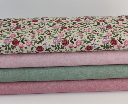 Designerbaumwollstoff English Rose Plum (10 cm)