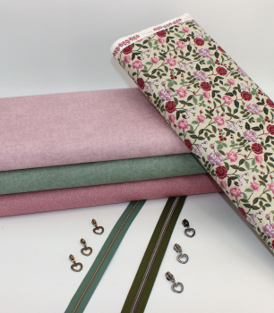 Designerbaumwollstoff English Rose Plum (10 cm)