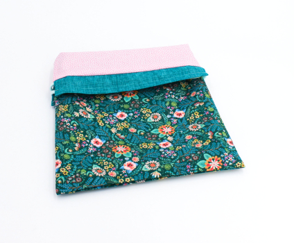 Projektbeutel / Handarbeitsbeutel mit Kordel Faraway Florals cypress