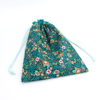 Projektbeutel / Handarbeitsbeutel mit Kordel Faraway Florals cypress