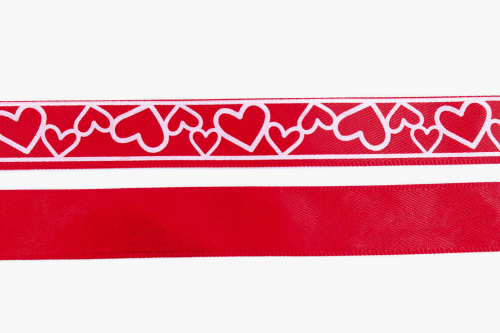 Preview: Satinband Herz einseitig bedruckt (1 m)