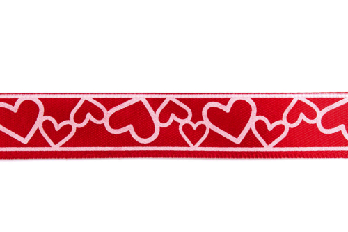 Preview: Satinband Herz einseitig bedruckt (1 m)