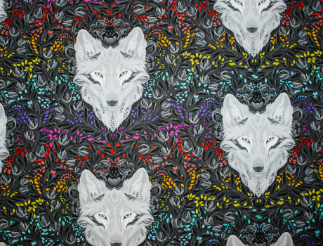 Preview: Designerbaumwollstoff Tula Pink Graywork Wolf of Pink Street (58 cm)