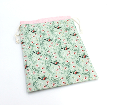 Projektbeutel / Handarbeitsbeutel mit Kordel  Vintage Charm Birdie