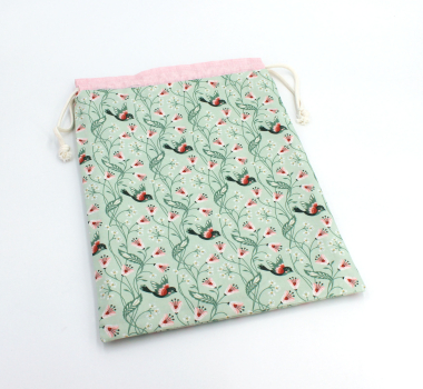 Projektbeutel / Handarbeitsbeutel mit Kordel  Vintage Charm Birdie