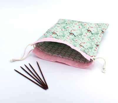 Projektbeutel / Handarbeitsbeutel mit Kordel  Vintage Charm Birdie