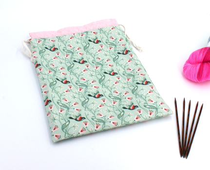 Projektbeutel / Handarbeitsbeutel mit Kordel  Vintage Charm Birdie