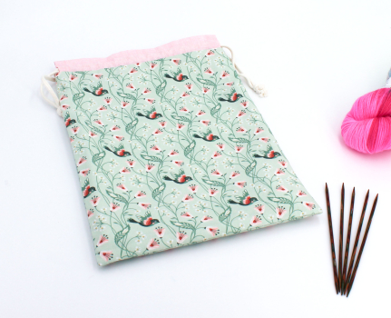 Projektbeutel / Handarbeitsbeutel mit Kordel  Vintage Charm Birdie