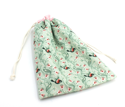 Projektbeutel / Handarbeitsbeutel mit Kordel  Vintage Charm Birdie
