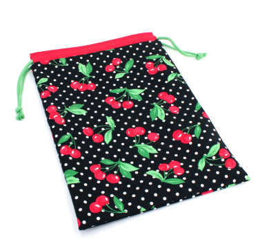 Projektbeutel / Handarbeitsbeutel mit Kordel Cherry Dot