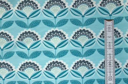 Preview: Jersey Blütenfächer hellblau (10 cm)