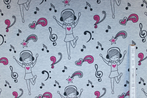 Preview: Jersey "Heart Music" hellgraumeliert (10 cm)