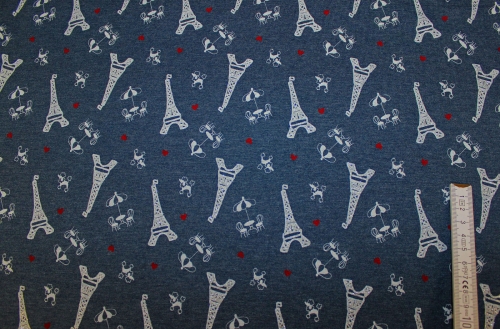 Preview: Jersey Little Paris blaumeliert (10 cm)