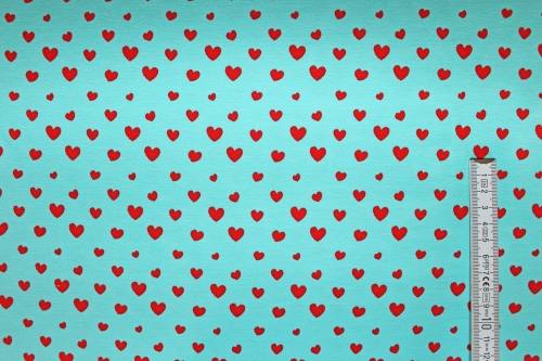 Preview: Jersey Painted Hearts helltürkis (10 cm)